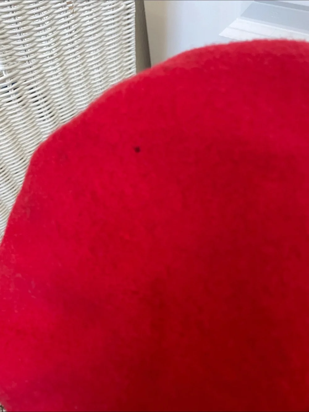 Deborah Rhodes Mocha Red Beret Faux Leather Trim *Flaw*